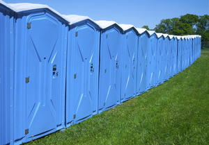 porta potties lined up in a row